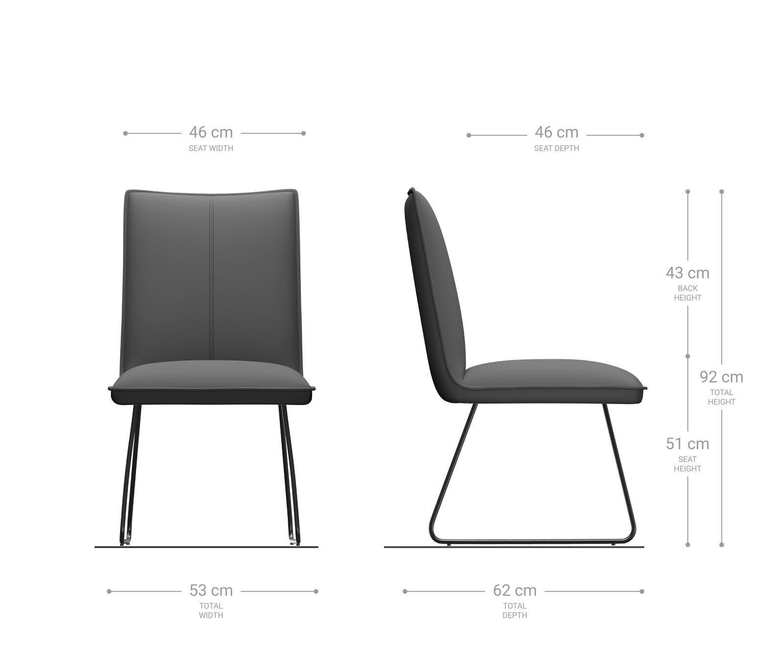 Eetkamerstoel Lelio-Flex echt leer zwart slipframe roestvrij staal pocketveer kern 5 Eetkamerstoel Lelio-Flex echt leer zwart slipframe roestvrij staal pocketveer kern 5