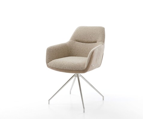 Draaistoel Pejo-Flex materiaalmix mud kruisframe conisch roestvrij staal 180° draaibaar pocketveer kern