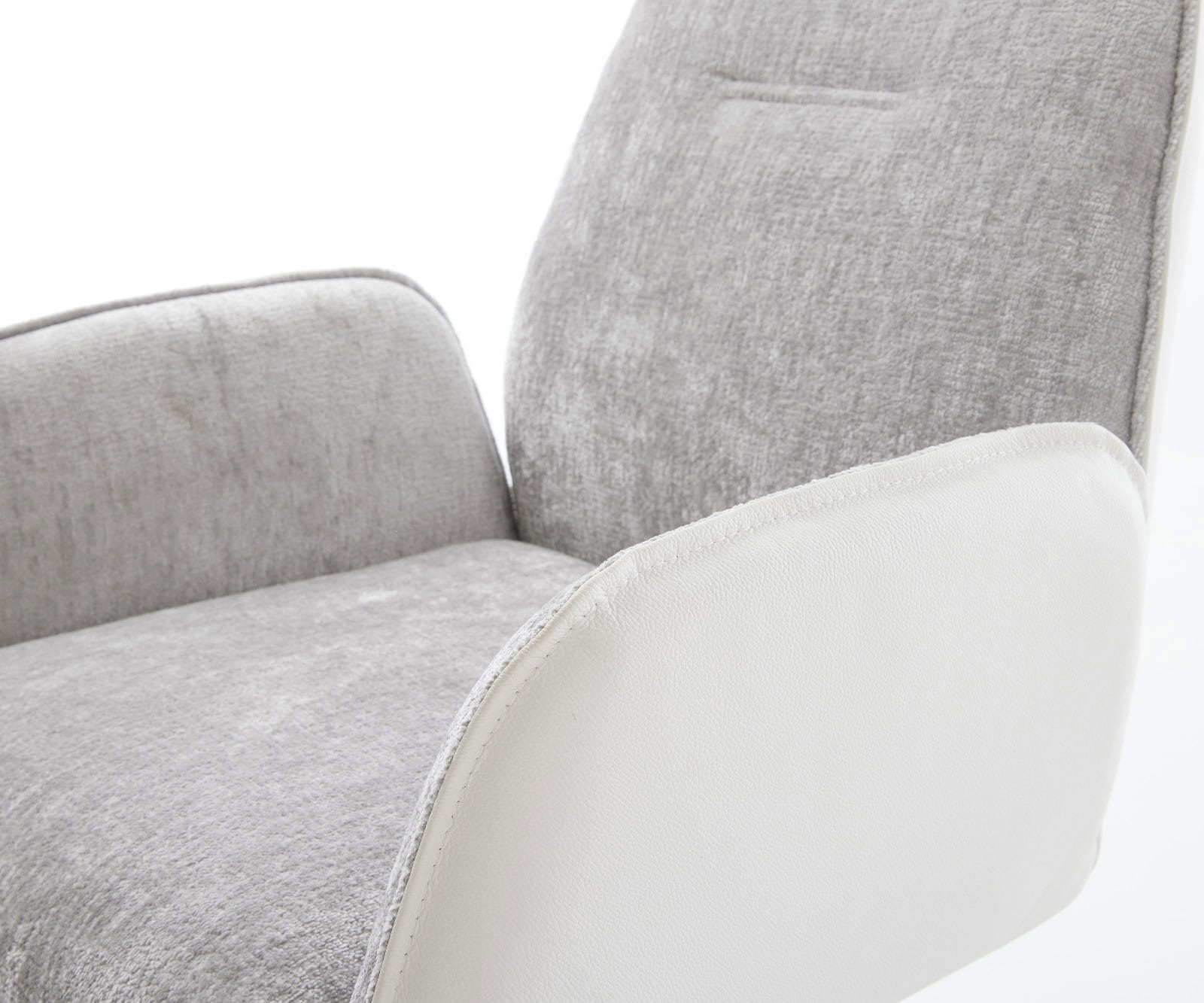 Draaistoel Zoa-Flex materiaalmix echt leer wit-zilver grijs kruispoot wit 360° draaibaar rocker-functie pocketveer kern 3 Draaistoel Zoa-Flex materiaalmix echt leer wit-zilver grijs kruispoot wit 360° draaibaar rocker-functie pocketveer kern 3