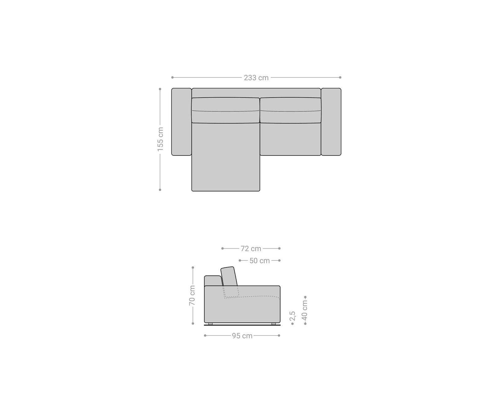 Hoeksofa Lanzo 230x155 cm microvezel zwart met variabele recamière 7