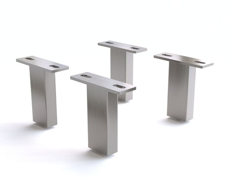 Poot vierkant 12,5 cm geborsteld RVS voor alle soorten meubels (set van 4)