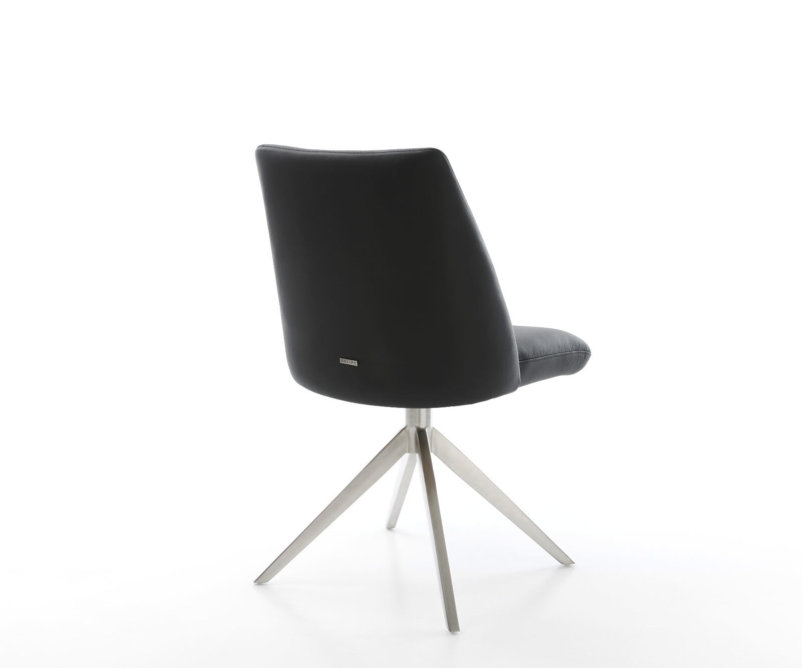 Draaistoel Elso-Flex echt leer zwart kruisframe breed roestvrij staal 360° draaibaar rocker-functie pocketveer kern 4