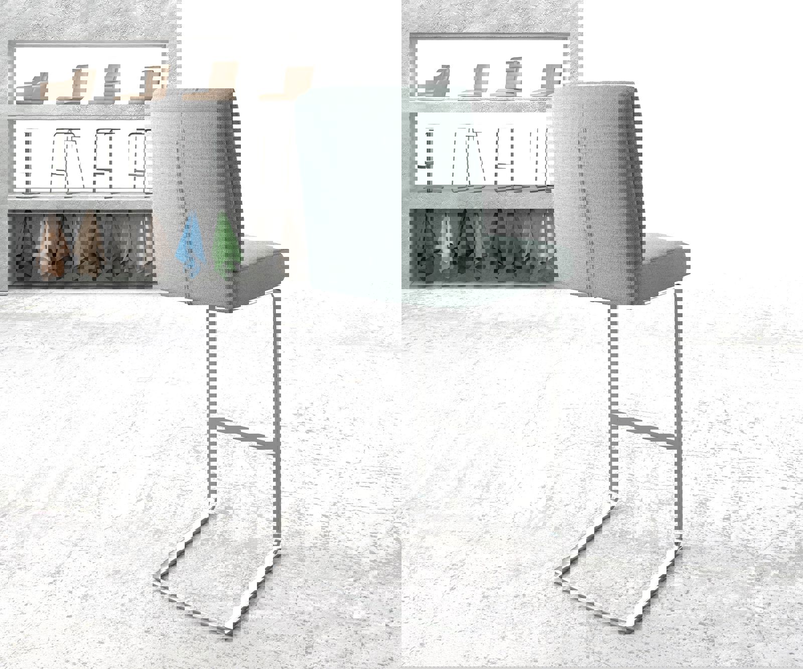 Barstoel Pela-Flex stripes mint sledestoel vlak roestvrij staal 2 Barstoel Pela-Flex stripes mint sledestoel vlak roestvrij staal 2