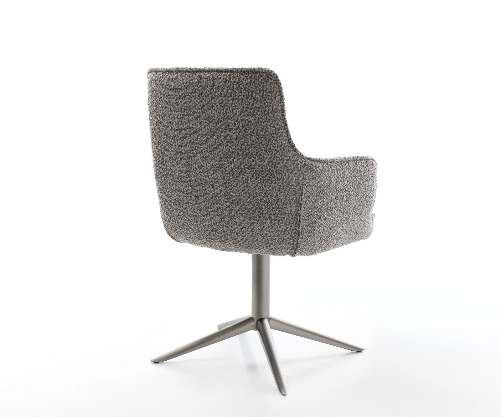 Draaistoel Heira-Flex met armleuning bouclé zilver grijs kruispoot grafiet 360° draaibaar rocker-functie pocketveer kern 5