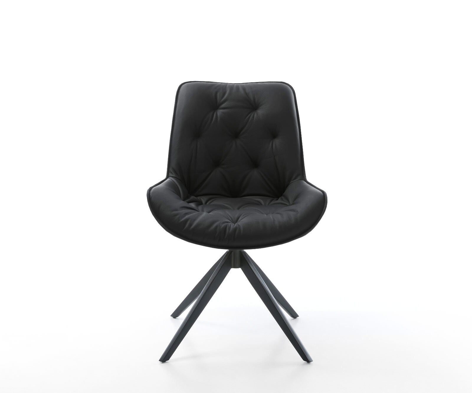 Draaistoel Taimi-Flex echt leer zwart kruisframe breed zwart 360° draaibaar rocker-functie 1