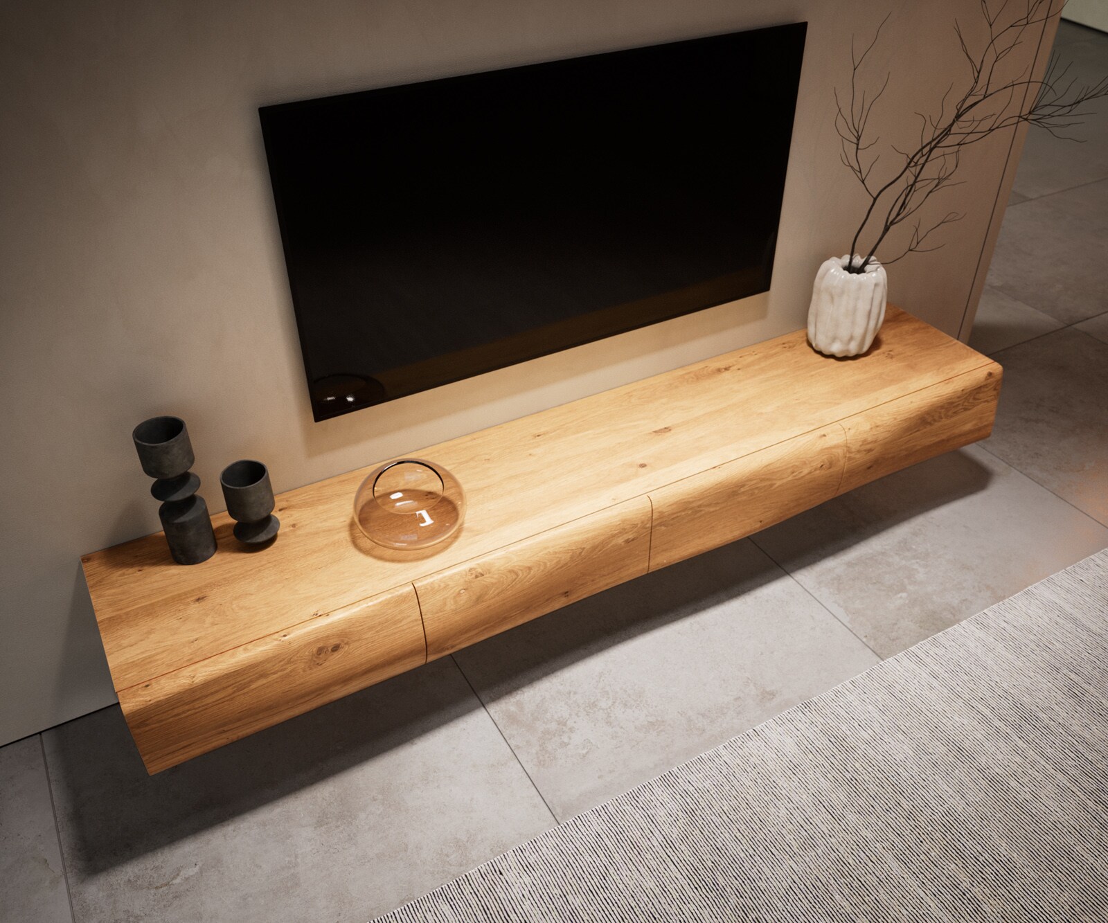Tv-meubel New Live-Edge 200 cm eiken natuur 4 deuren hoekpoot metaal zwart 5