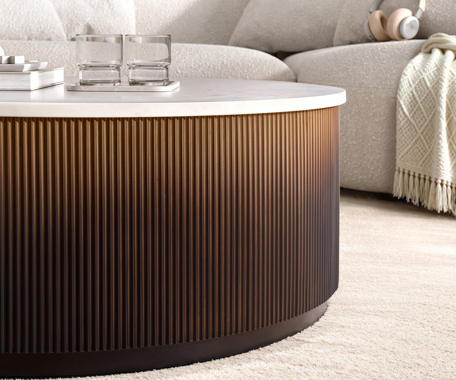 Salontafel Fiorano 90x90 cm marmer wit metaal goud fusion afwerking 2