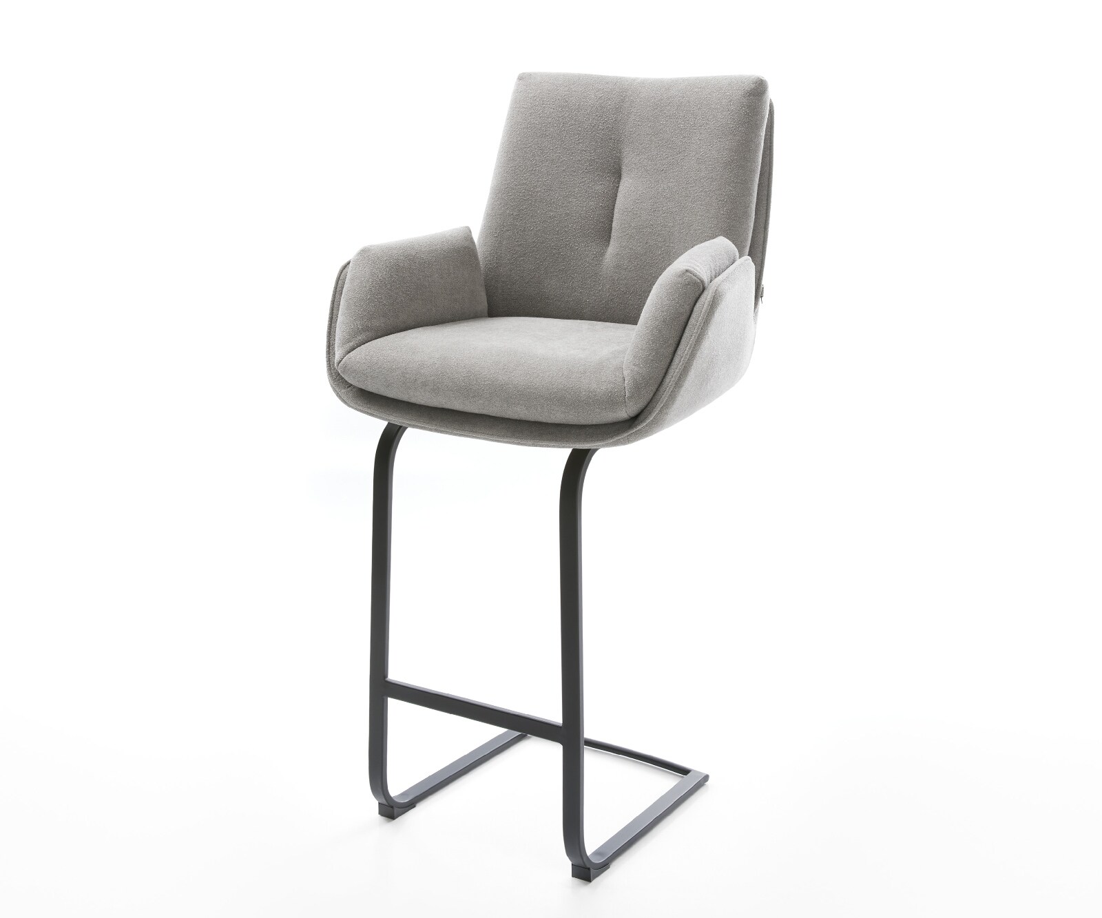 Barstoel Clea-Flex structuurstof zacht grijs vrijstaand vlak metaal pocketvering 1