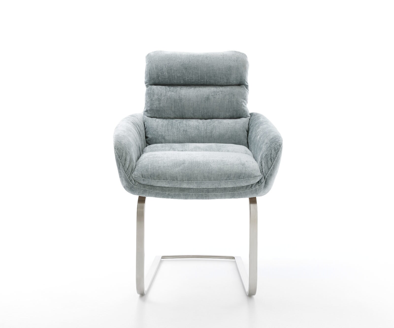 Sledemodel Abelia-Flex met armleuning chenille pastelblauw sledemodel vlak roestvrij staal 1