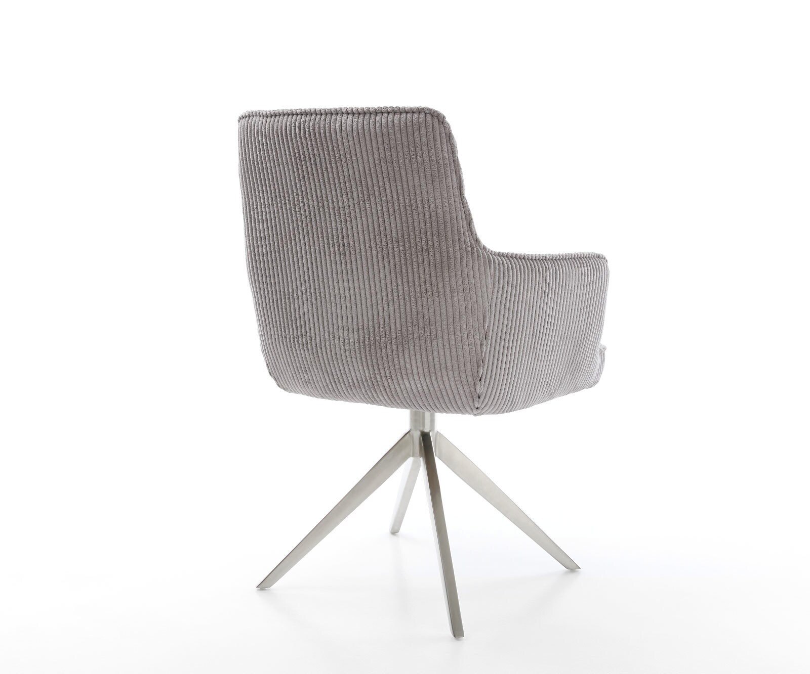 Draaistoel Heira-Flex met armleuning koord zilver grijs kruisframe breed roestvrij staal 360° draaibaar rocker-functie pocketveer kern 4