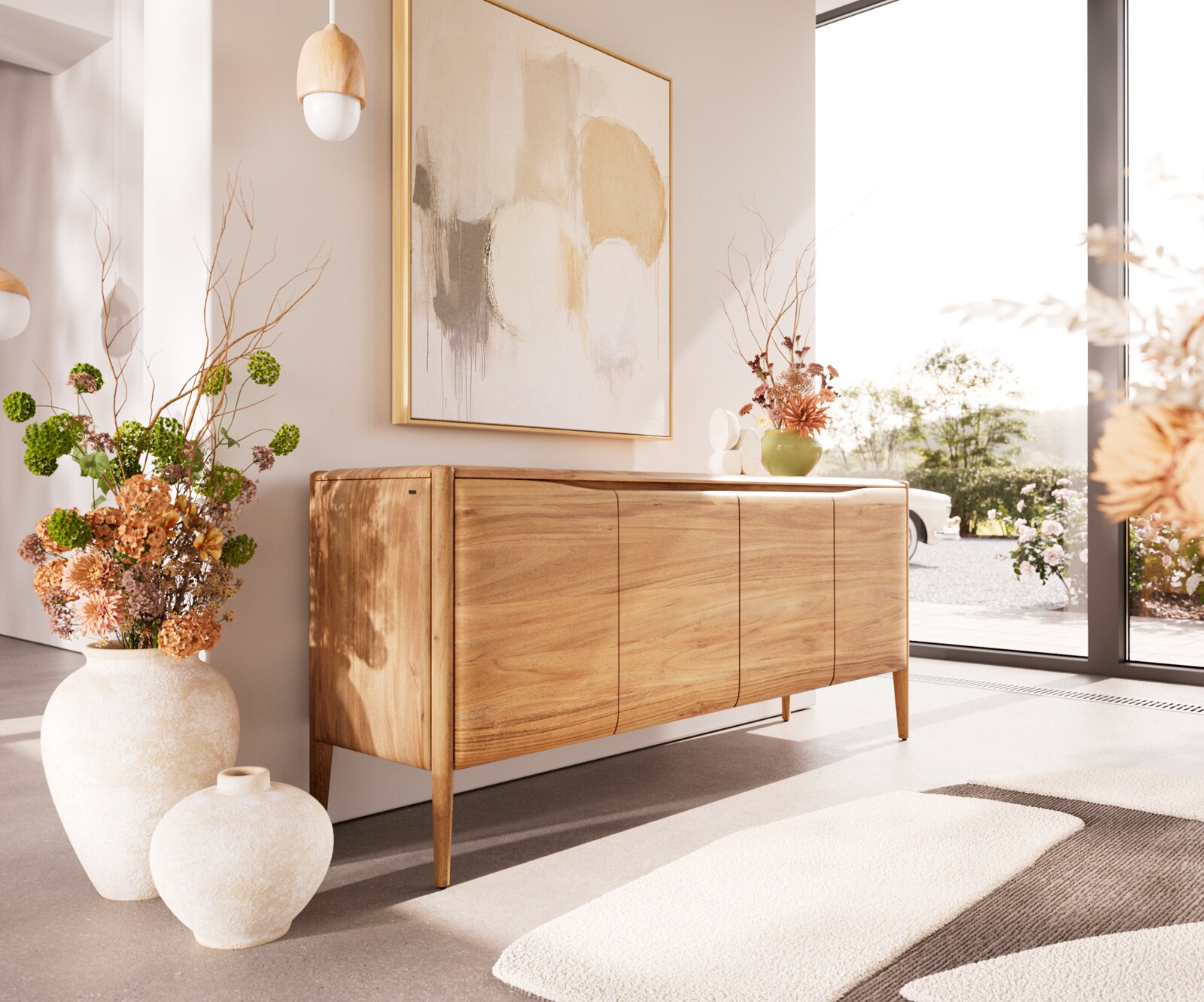 Dressoir Simcha 175 cm natuur acacia 4 deuren