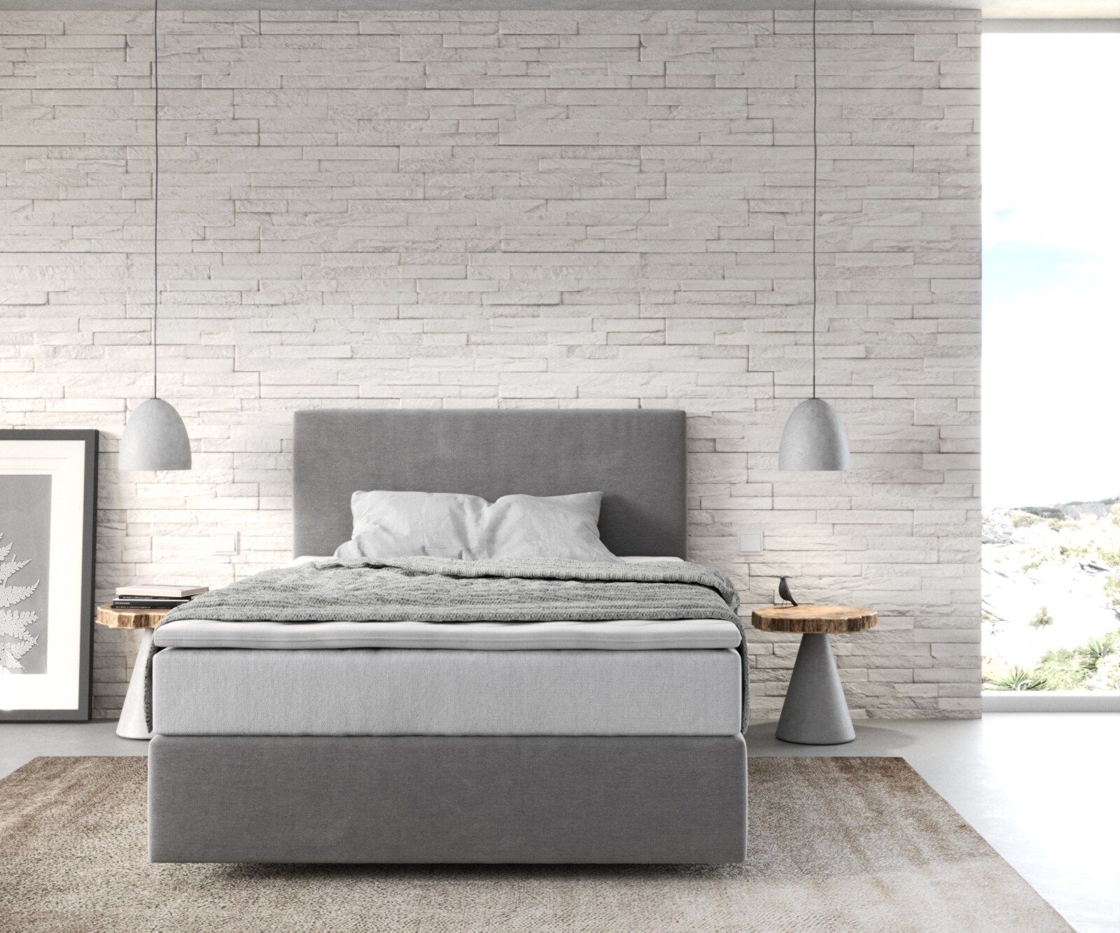 Boxspringbed Dream-Well 120x200 cm Microvezel Grijs met TFK Matras en Visco Topper 1