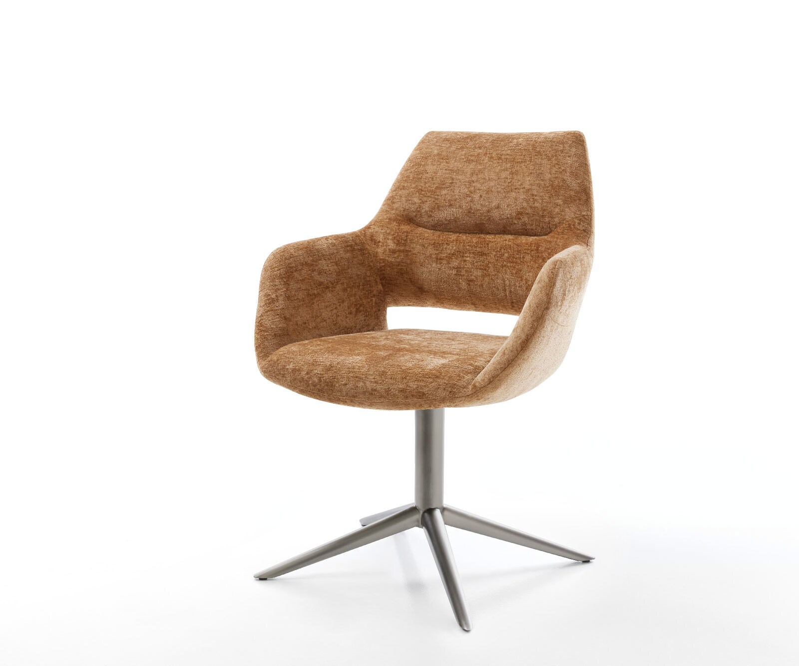 Draaistoel Yago-Flex met armleuning chenille roest kruispoot grafiet 360° draaibaar rocker-functie pocketveer kern