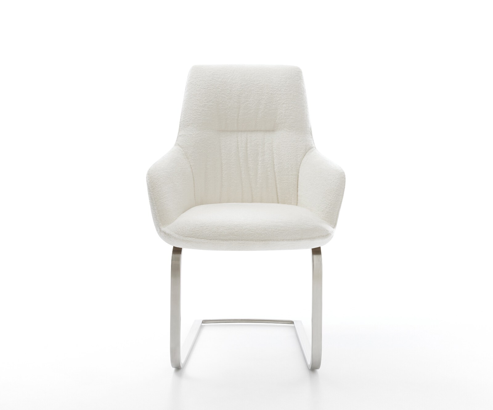 Sledemodel Zelia-Flex met armleuning bouclé zacht beige sledemodel vlak roestvrij staal pocketveer kern 1