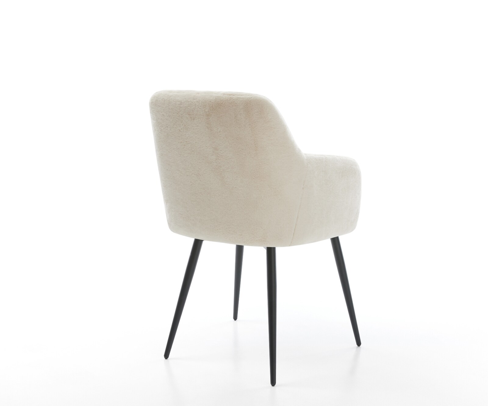 Eetkamerstoel Greg-Flex pluchen crème-wit 4-poot conisch zwart pocketveer kern 5