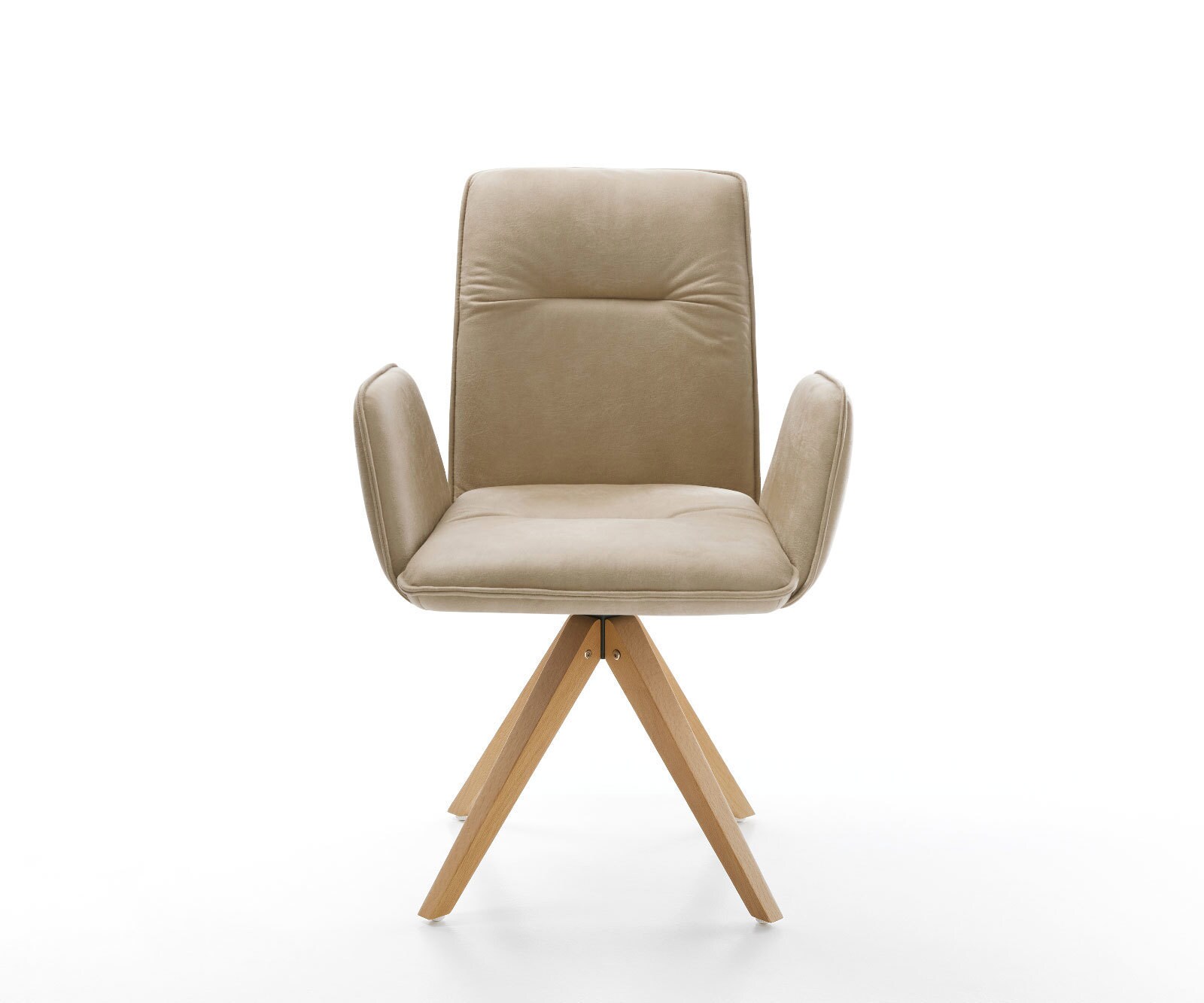 Eetkamerstoel Vinja-Flex microvelours beige vintage houten frame hoekig natuur 1