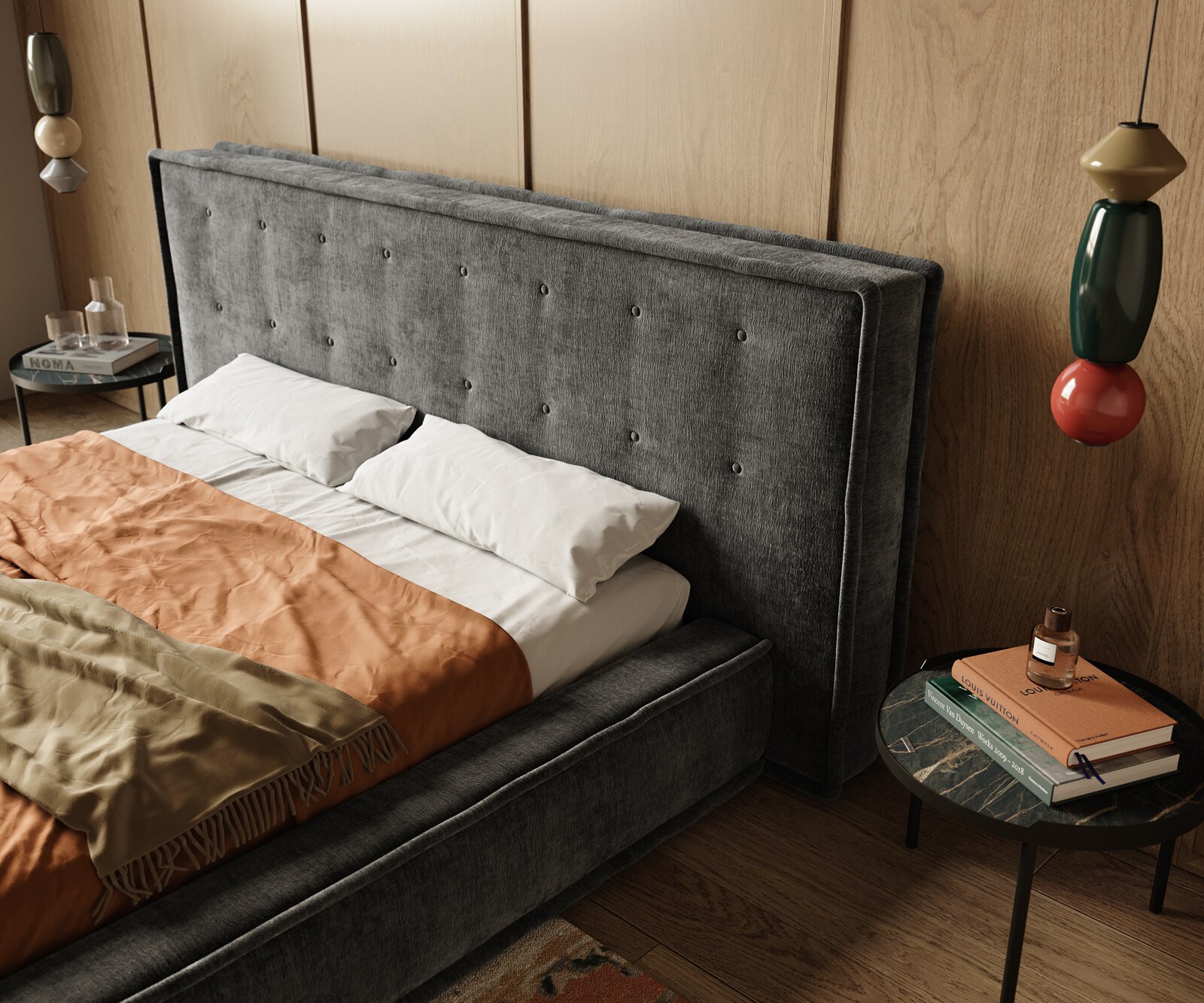 Gepolsterd-bedframe Filikos 180x200 cm chenille antraciet 4 Gepolsterd-bedframe Filikos 180x200 cm chenille antraciet 4