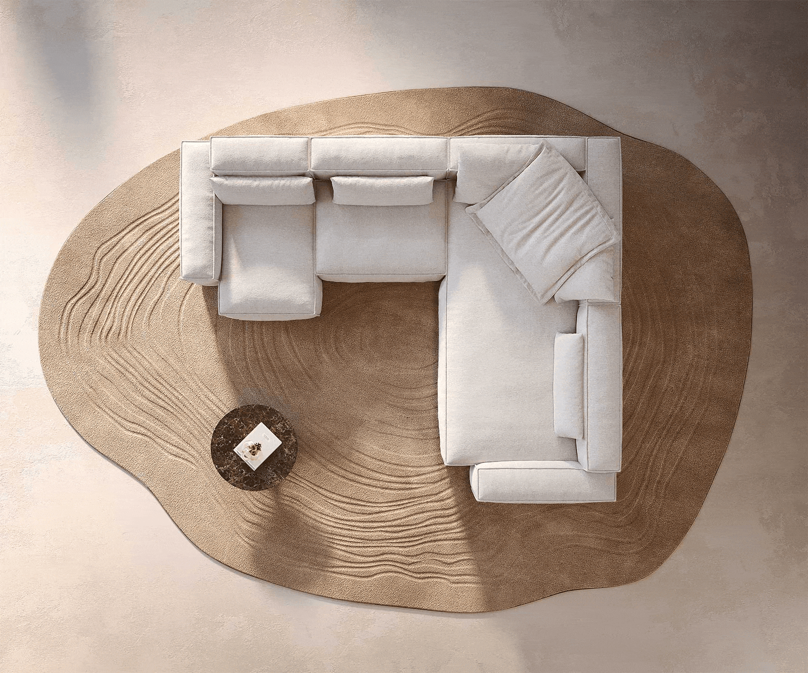 Woonkamer landschap Freestyle 360x290 cm Bouclé zacht Beige kedernaad 5