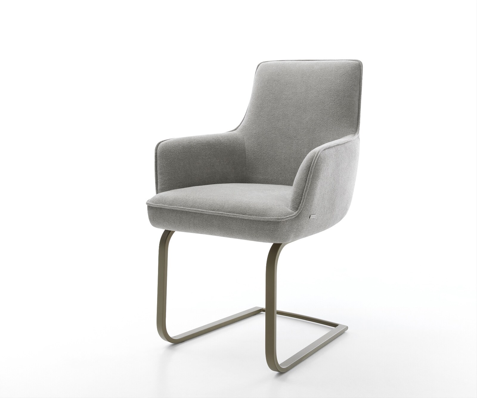 Sledemodel Heira-Flex met armleuning zachte stof met structuur grijs sledemodel vlak afwerking met titanium pocketveer kern 1