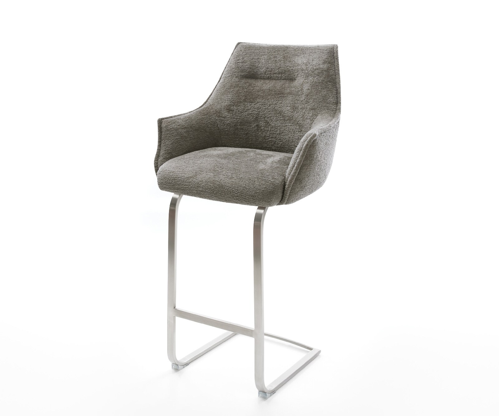 Barstoel Alja-Flex Bouclé zacht Mud Vrijkantelframe plat roestvrij staal Zilver Pocketvering 1