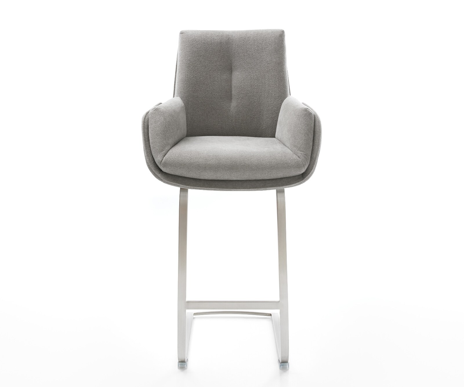 Barstoel Clea-Flex structuurstof zacht grijs vrijstaand vlak RVS pocketvering 2