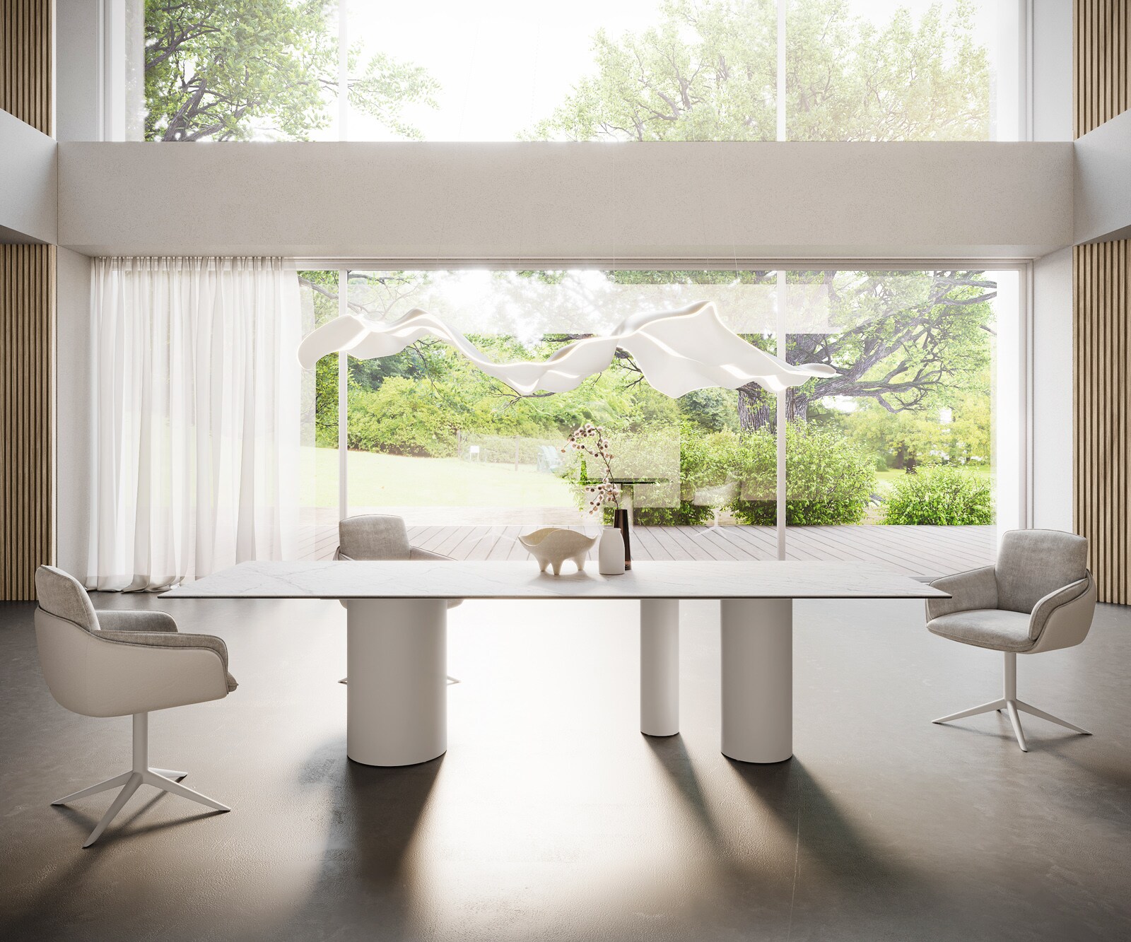 Eetkamertafel Edge 300x100 keramiek Laminam®Statuarietto wit Troa metaal wit 4