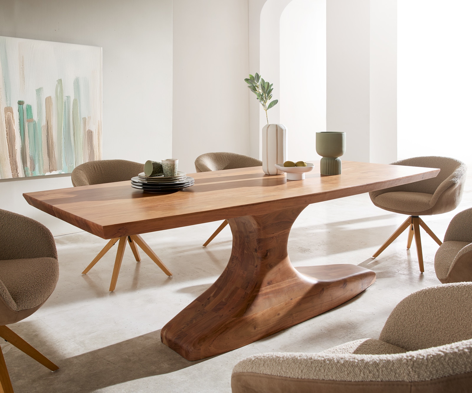 Eettafel Jalta 220x95 cm acacia massief natuur Eettafel Jalta 220x95 cm acacia massief natuur