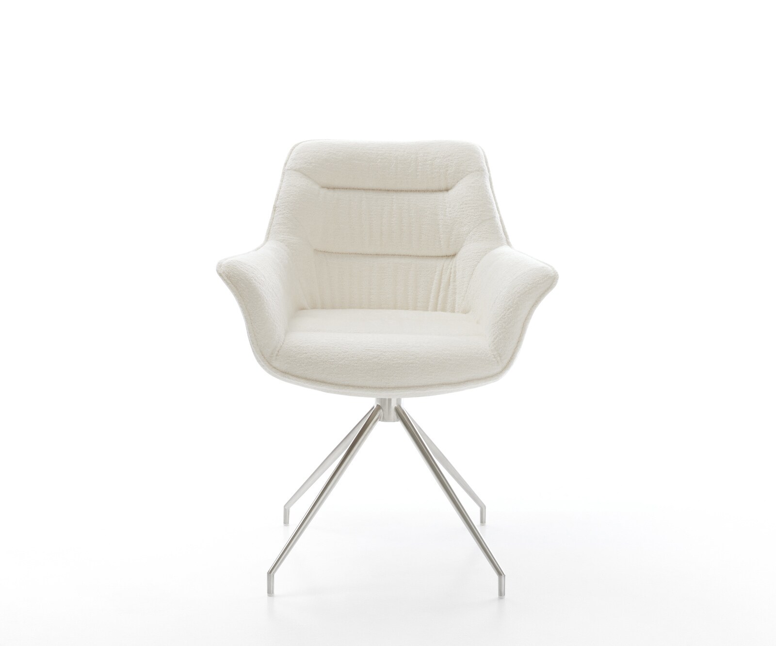 Eetkamerstoel Kaira-Flex bouclé zacht beige kruisframe conisch roestvrij staal 2