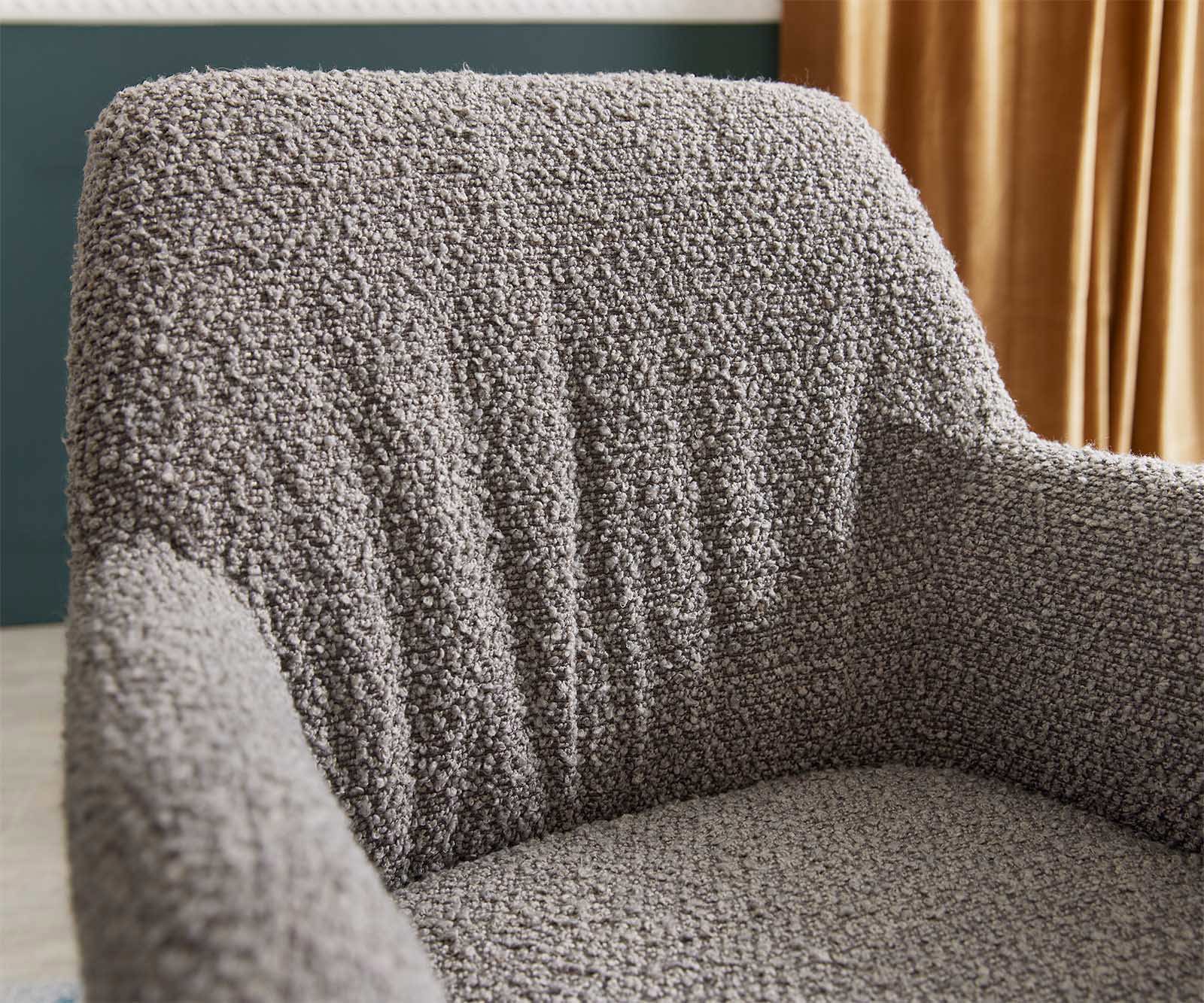 Draaistoel Xana-Flex met armleuning bouclé zilver grijs kruisframe breed roestvrij staal 360° draaibaar pocketveer kern 3 Draaistoel Xana-Flex met armleuning bouclé zilver grijs kruisframe breed roestvrij staal 360° draaibaar pocketveer kern 3