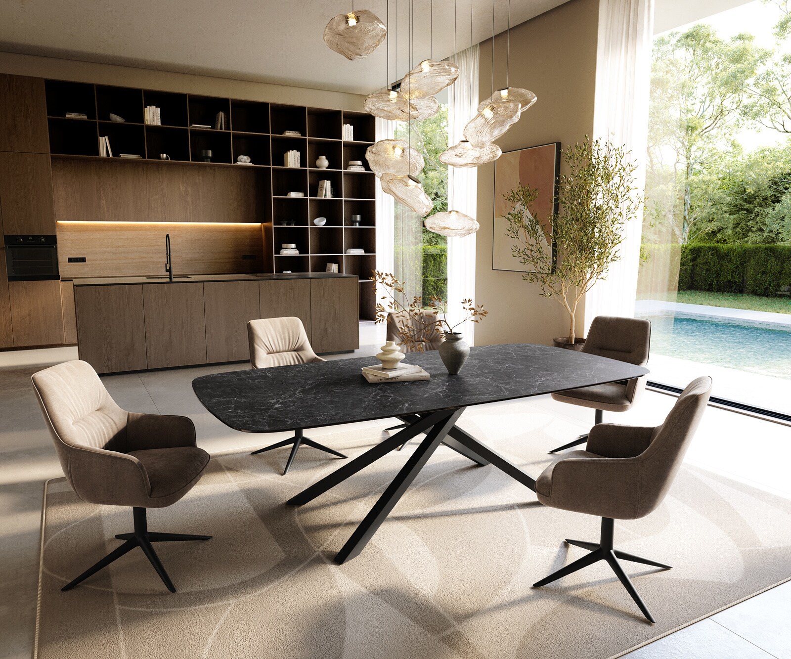 Eettafel Edge Boot 240x120 cm Keramiek Laminam® Nero Greco Anthrazit kruisonderstel Rechthoek Zwart 5