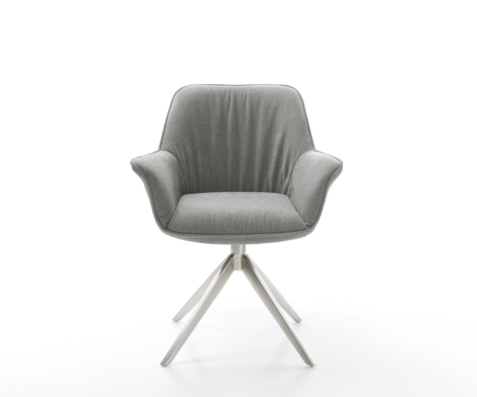 Draaistoel Keila-Flex met armleuning zachte stof met structuur grijs kruisframe breed roestvrij staal 360° draaibaar rocker-functie 1