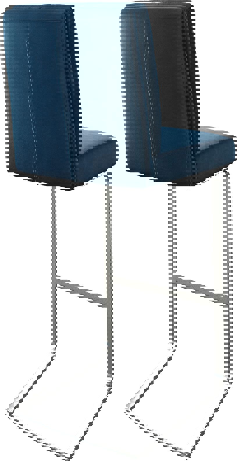 Barstoel Pela-Flex fluweel blauw sledestoel vlak roestvrij staal 4