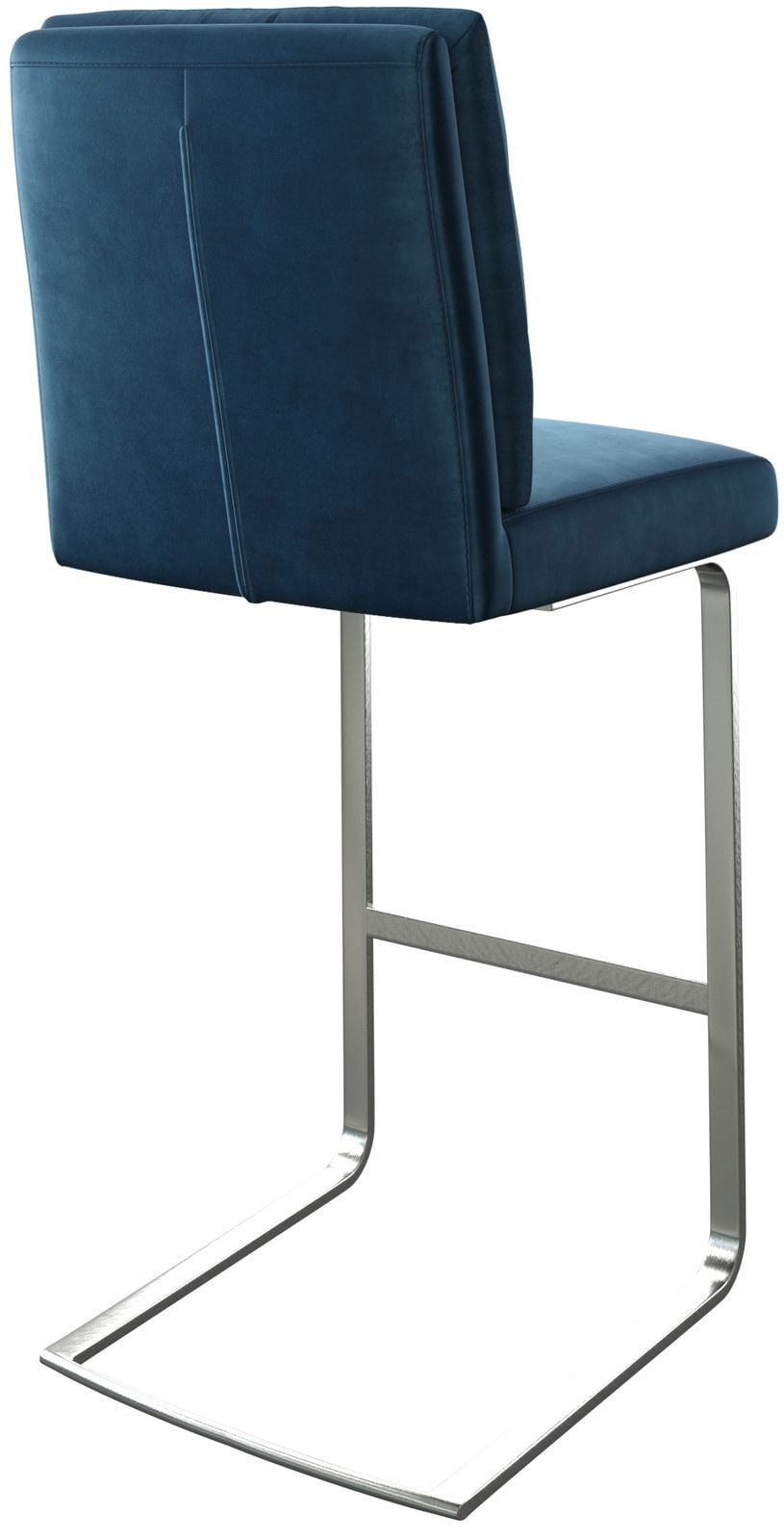 Barstoel Pela-Flex fluweel blauw sledestoel vlak roestvrij staal 4 Barstoel Pela-Flex fluweel blauw sledestoel vlak roestvrij staal 4
