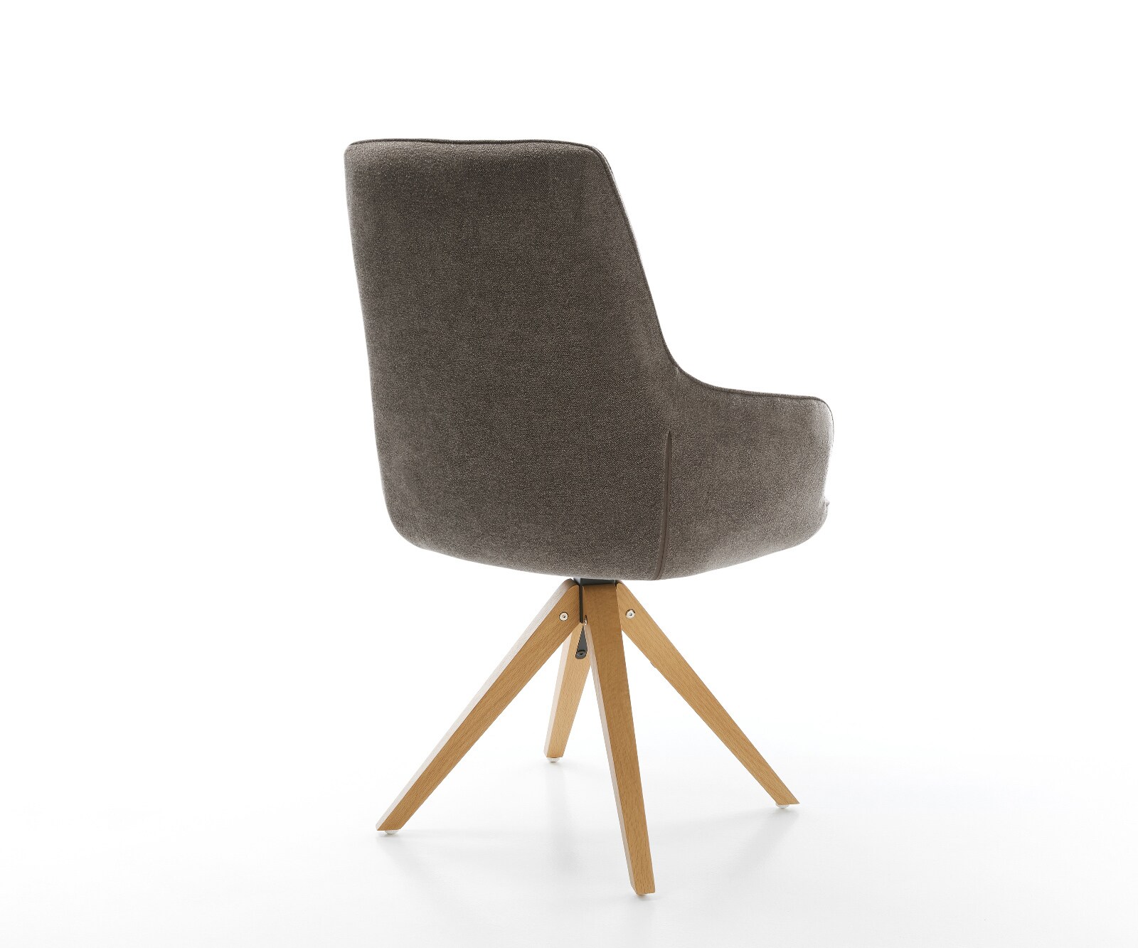 Draaistoel Zelia-Flex met armleuning zachte stof met structuur taupe houten frame hoekig natuur 180° drehbar pocketveer kern 4