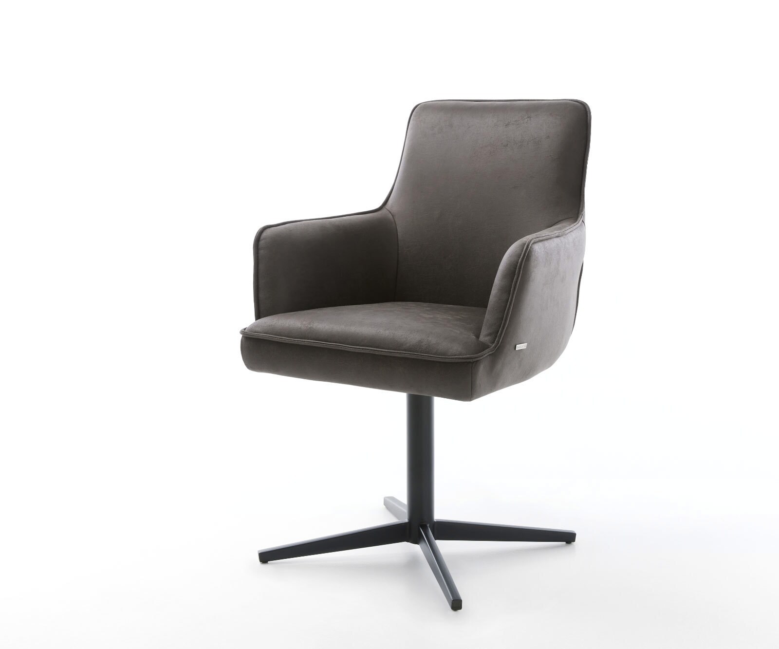 Draaistoel Heira-Flex met armleuning microvelours antraciet vintage kruispoot zwart 360° draaibaar pocketveer kern
