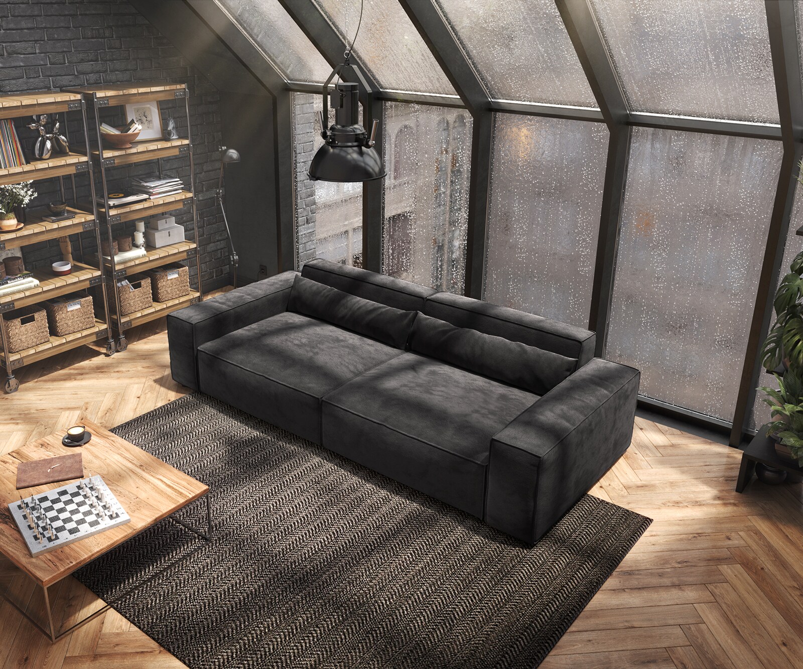 Big-sofa Sirpio XL 270x130 cm microvezel zwart 3