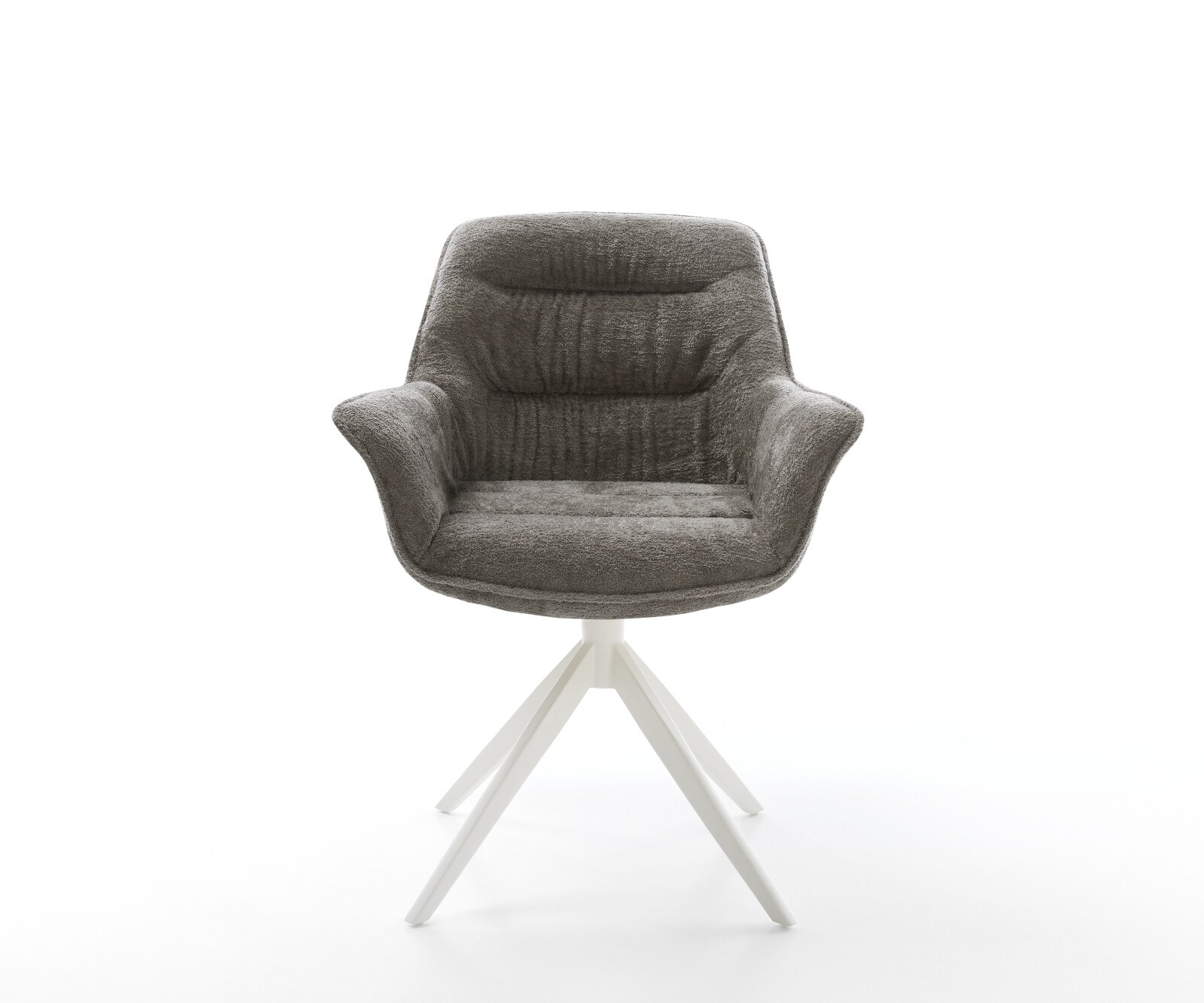 Draaistoel Kaira-Flex bouclé zacht mud kruisframe breed wit 360° draaibaar rocker-functie 1