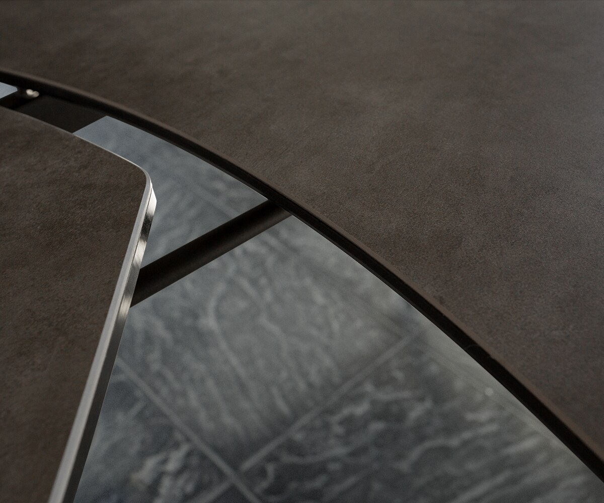 Eettafel Carlow 130/200x95 cm keramisch bruin roestvrij staal uitschuifbaar 5