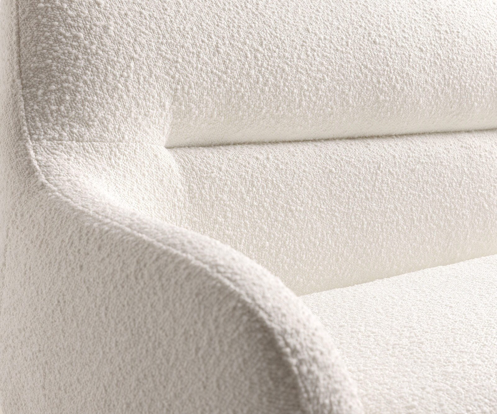 Eetkamerbank Taya-Flex 285x190 cm bouclé crème-wit platte sledebasis zwart pocketvering links 7