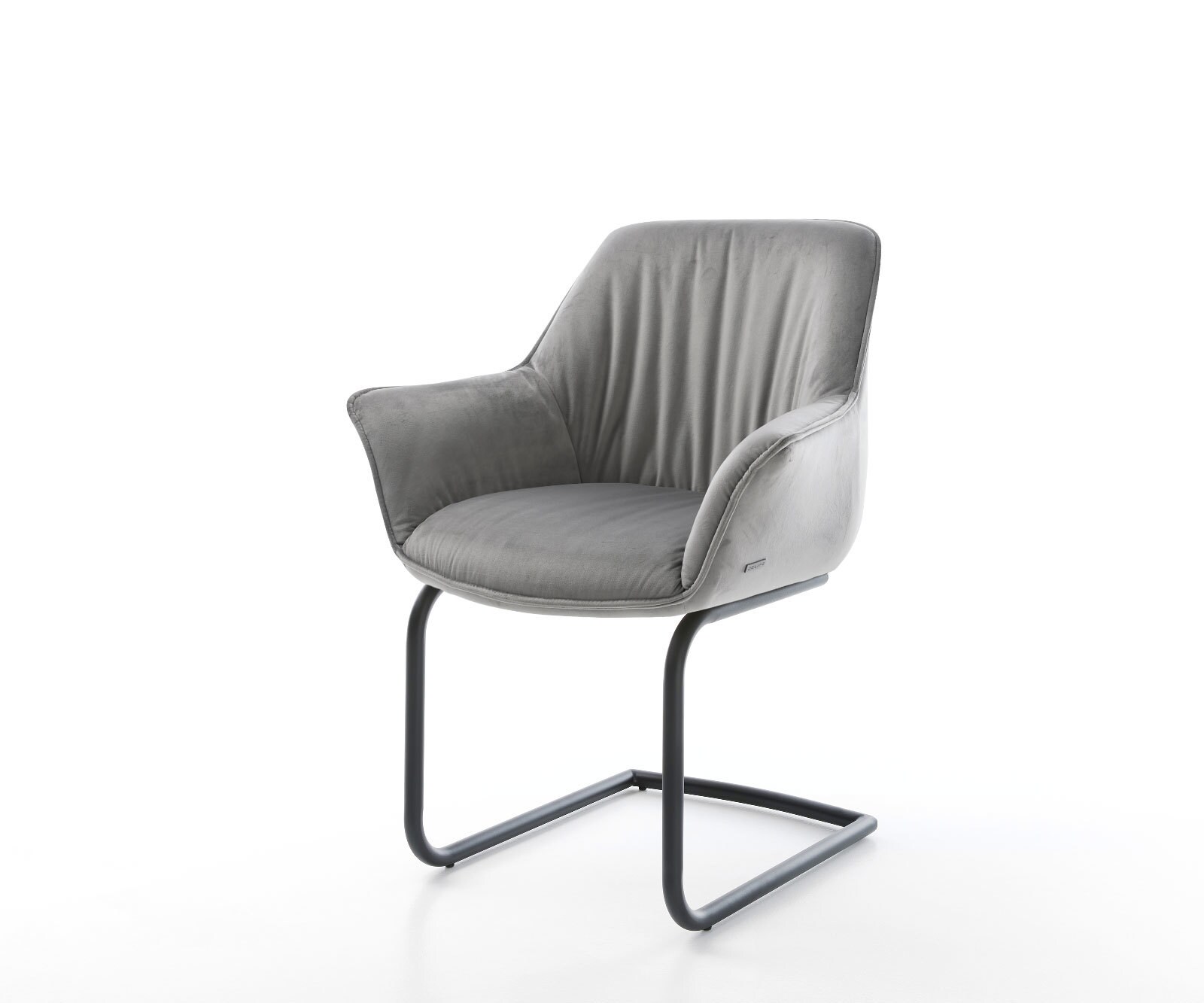 Sledemodel Keila-Flex met armleuning fluweel grijs sledemodel rond zwart Sledemodel Keila-Flex met armleuning fluweel grijs sledemodel rond zwart