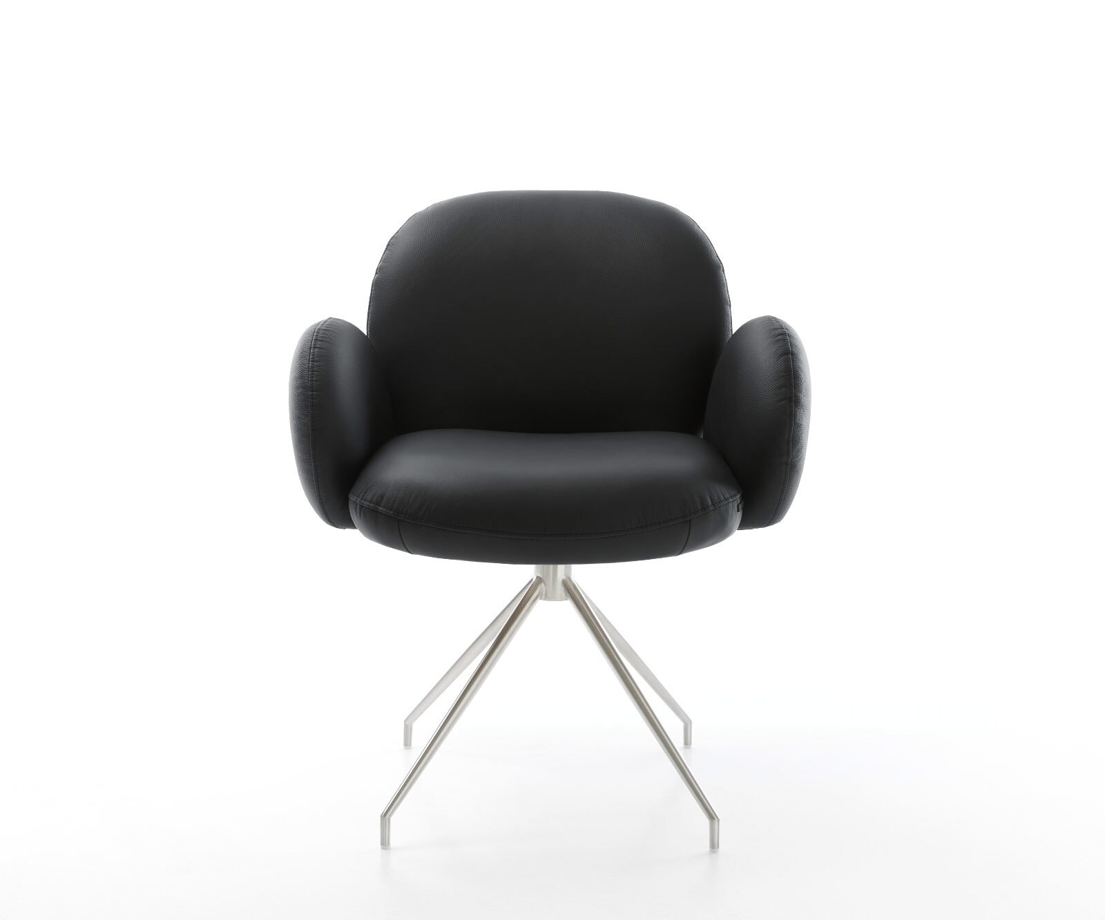 Draaistoel Nube-Flex met armleuning echt leer zwart kruisframe conisch roestvrij staal 180° draaibaar pocketveer kern 1 Draaistoel Nube-Flex met armleuning echt leer zwart kruisframe conisch roestvrij staal 180° draaibaar pocketveer kern 1