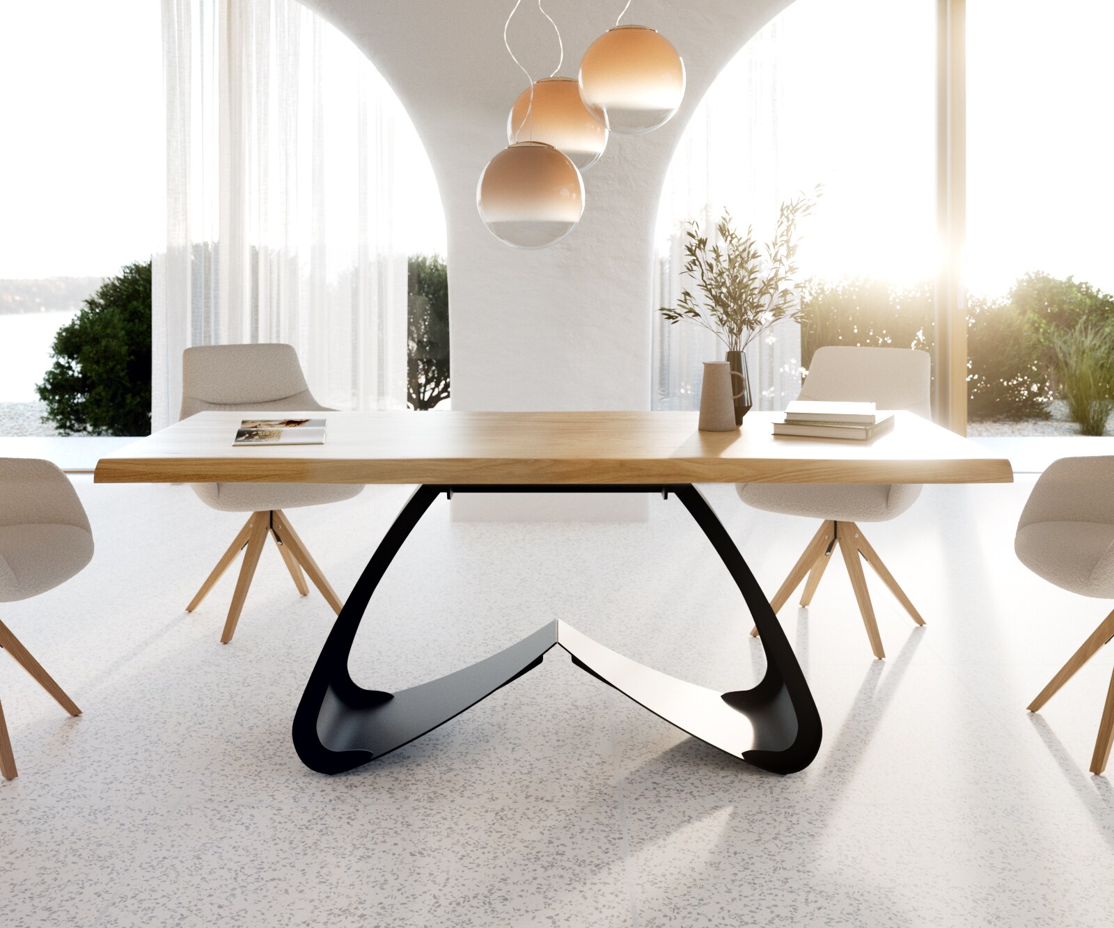 W-frame metaal zwart voor tafelbladen vanaf 200 cm 1