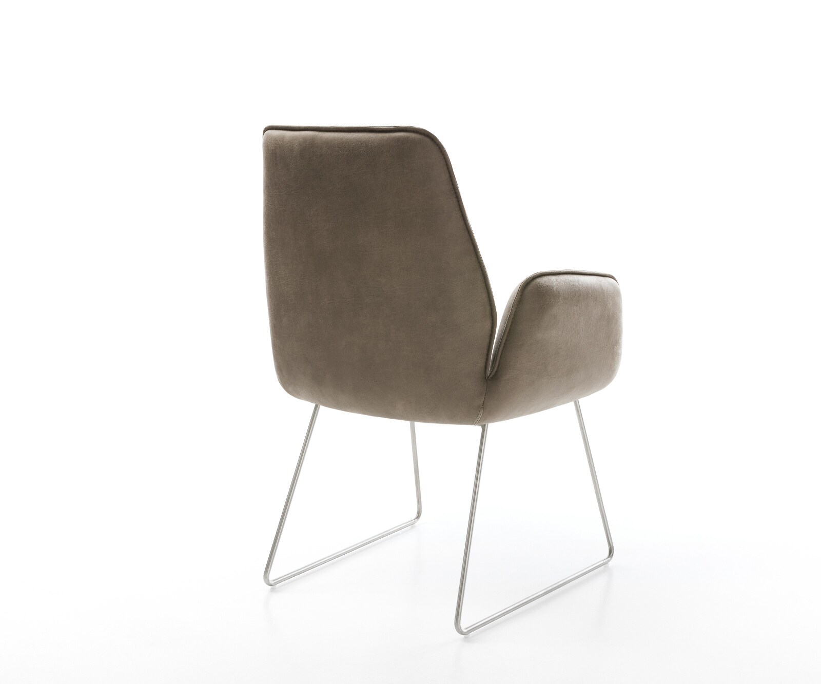 Eetkamerstoel Zoa-Flex microvelours taupe vintage slipframe roestvrij staal pocketveer kern 5