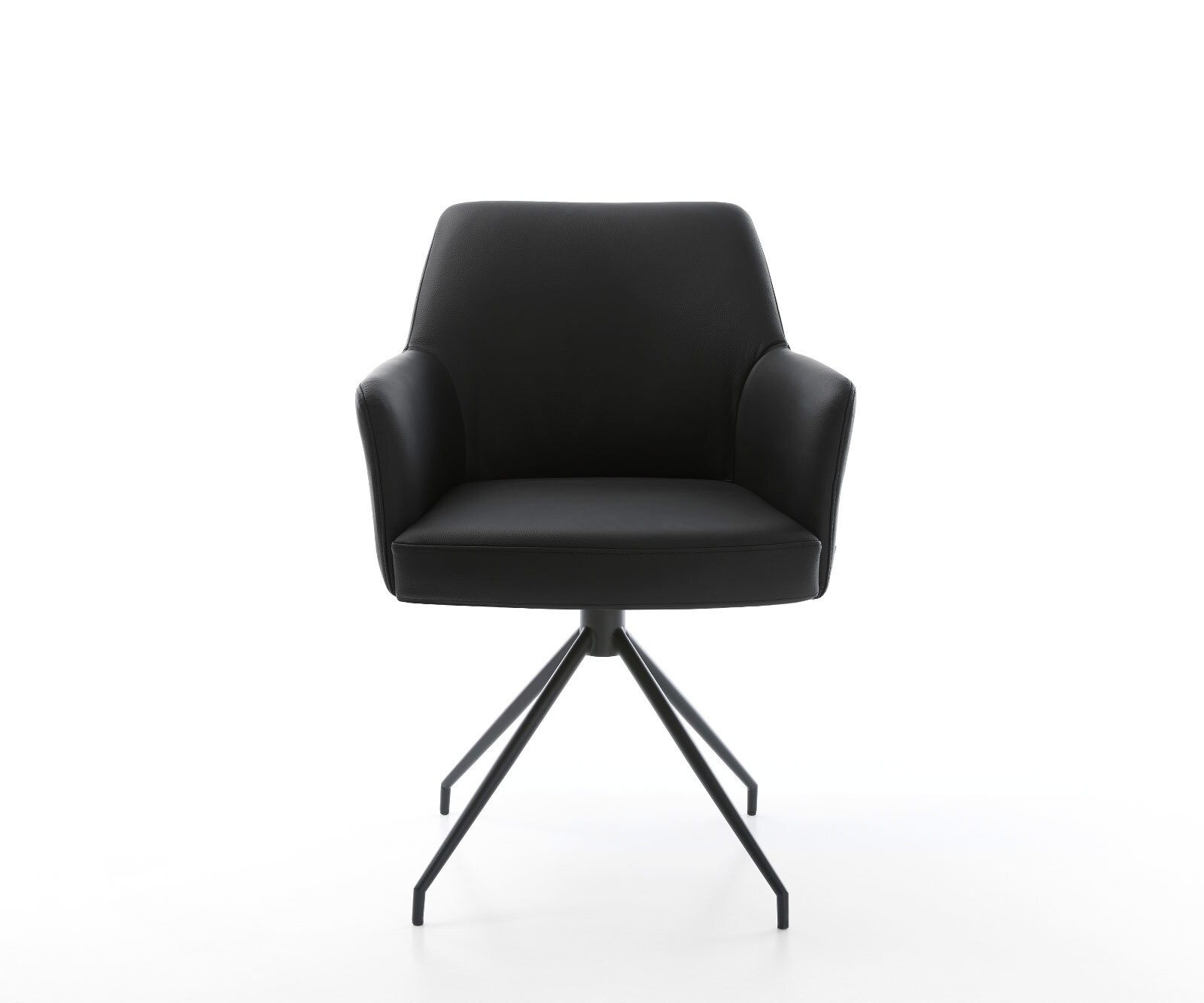 Draaistoel Xana-Flex met armleuning echt leer zwart kruisframe conisch zwart 180° draaibaar pocketveer kern 2