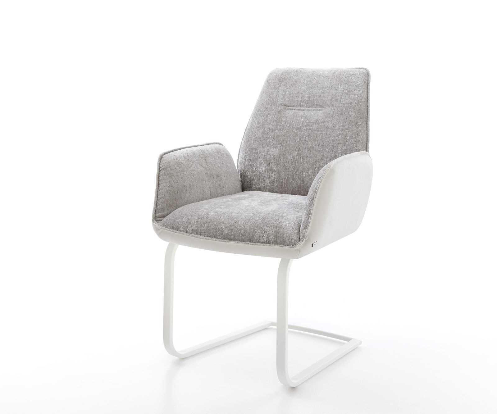 Sledemodel Zoa-Flex materiaalmix echt leer wit-zilver grijs sledemodel vlak wit pocketveer kern