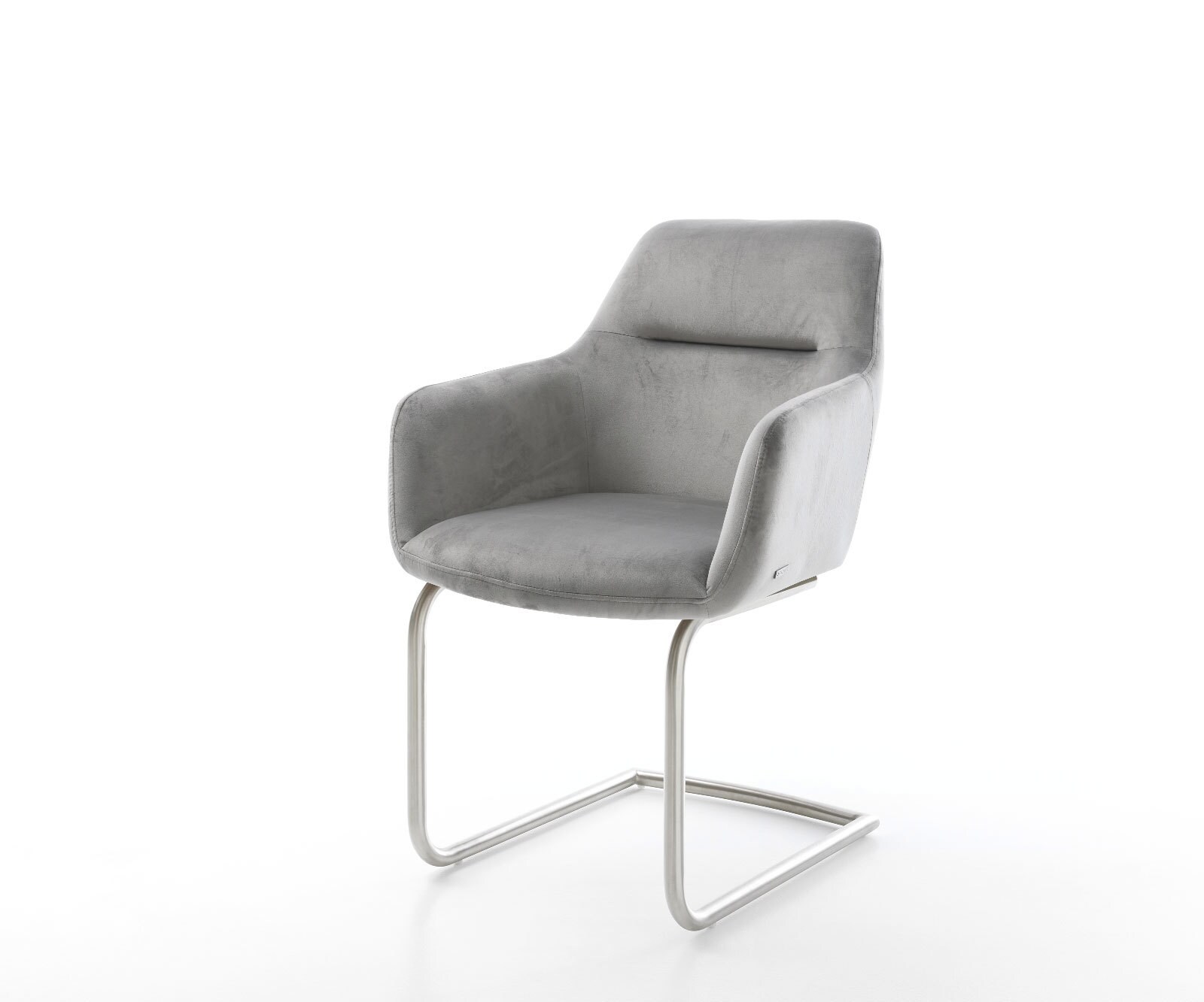 Sledemodel Pejo-Flex fluweel grijs sledemodel rond roestvrij staal pocketveer kern