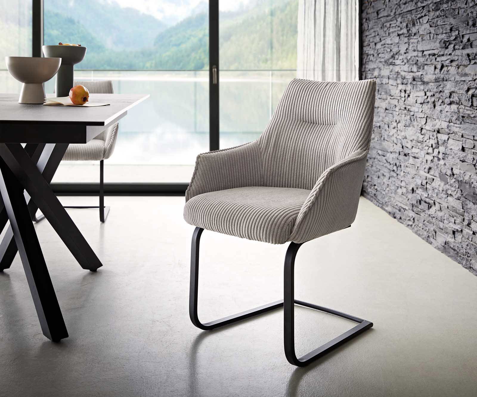 Sledemodel Alja-Flex met armleuning koord zilver grijs sledemodel vlak zwart pocketveer kern Sledemodel Alja-Flex met armleuning koord zilver grijs sledemodel vlak zwart pocketveer kern