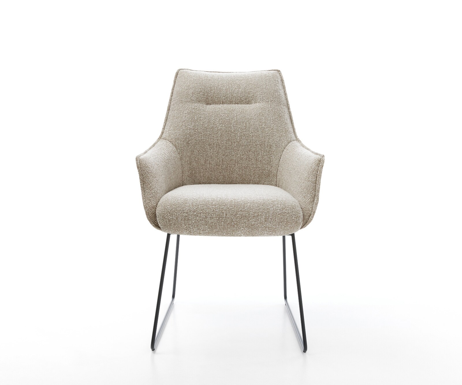 Eetkamerstoel Alja-Flex met armleuning geweven stof beige slipframe zwart pocketveer kern 1