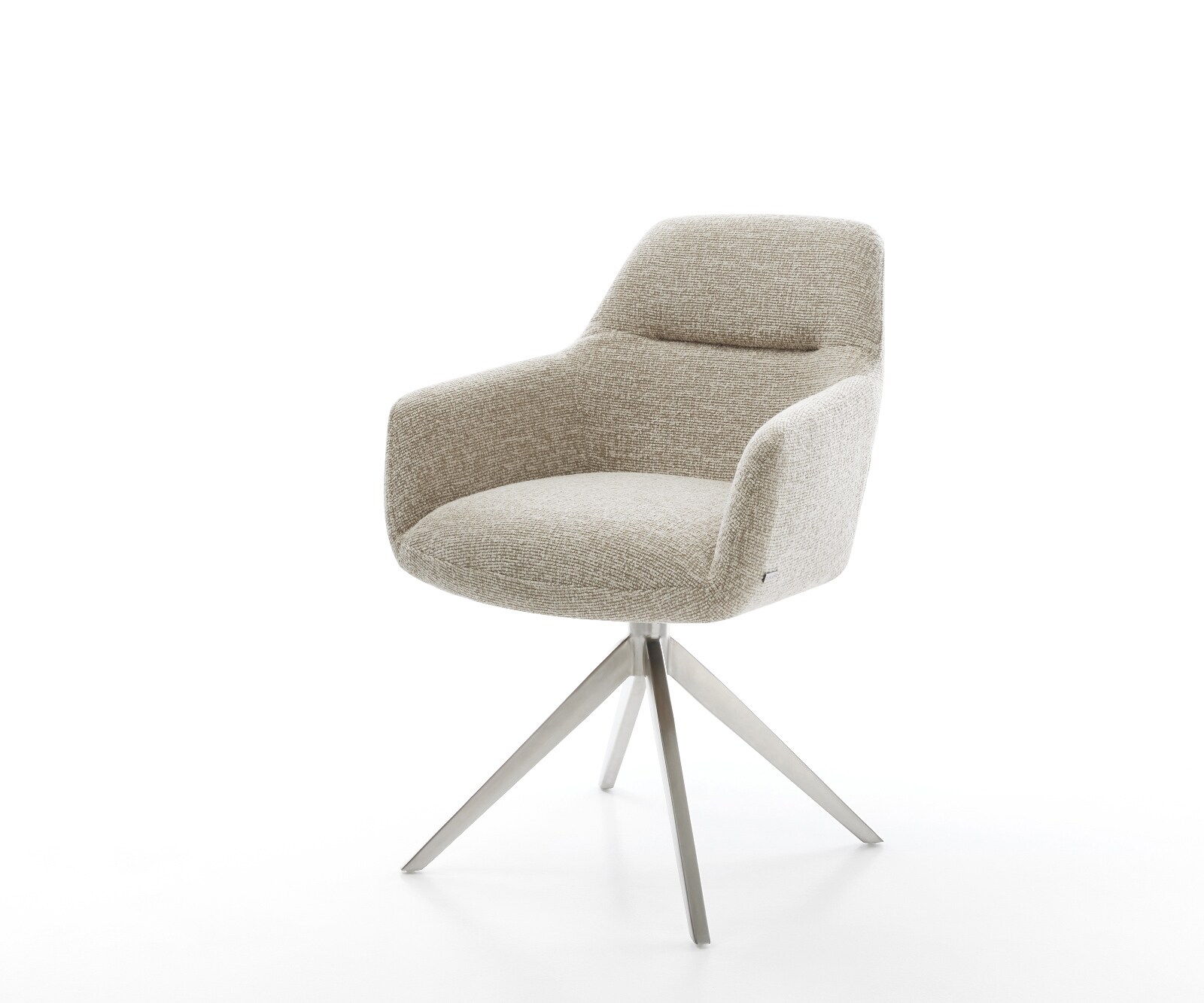 Draaistoel Pejo-Flex geweven stof beige kruisframe breed roestvrij staal 360° draaibaar rocker-functie pocketveer kern 1