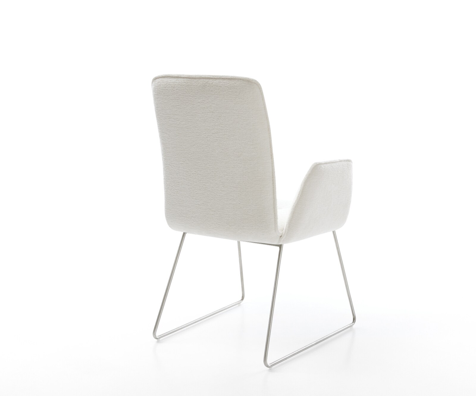 Eetkamerstoel Vinja-Flex bouclé zacht beige slipframe roestvrij staal 4